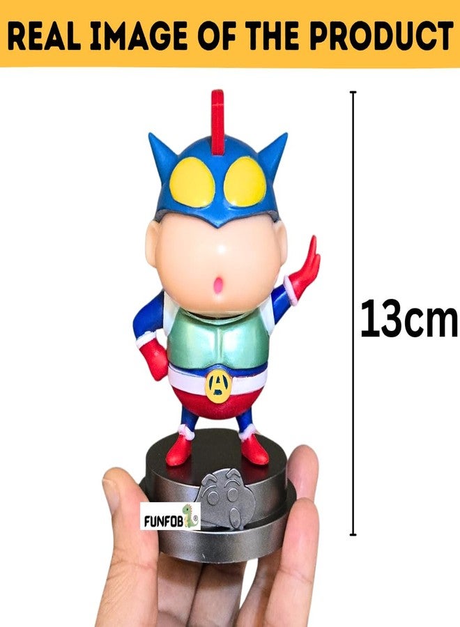 FUNFOB Shinchan Action Figure Height-13cm Collectible for Anime Fans Action Kamen Toys PVC Multicolour | Shinchan Silver Stand - Image 2